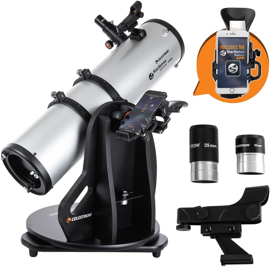 Celestron StarSense Explorer 150AZ App-Enabled Telescope – 150mm Tabletop Dobsonian with Smartphone Dock & StarSense App – iPhone & Android Compatible – Easy-to-Use for Beginners