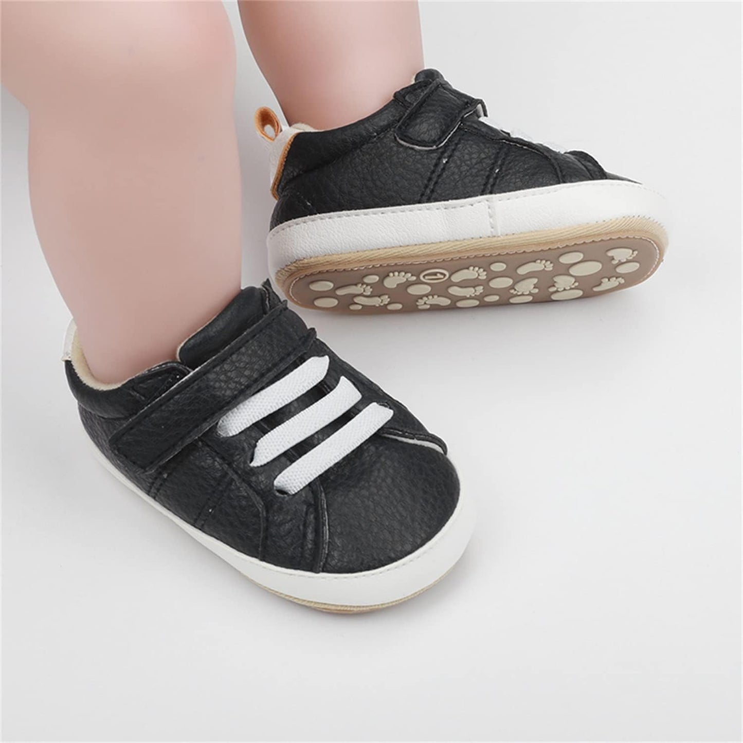 SOFMUO Baby Boys Girls High Top Ankle PU Leather Sneakers Soft Rubber Sole Infant Moccasins Newborn Oxford Loafers Anti-Slip Toddler Wedding Uniform Dress Shoes
