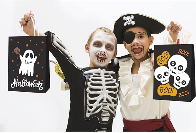 12 Piece Halloween Paper Treat Bags, Trick or Treat Bag Cute Halloween Party Gift Favors Bags