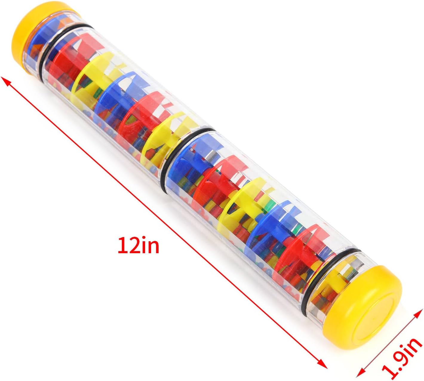 Rainmaker 12 inch Rain Stick for Babies Rattle Tube Rain Stick Shaker Music Sensory Auditory Instrument Toy for Baby Child Girl (12 inch Yellow)