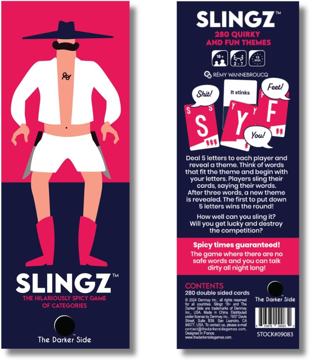 Slingz - The Quick and Hilariously Spicy Categories Card Game | 2-7 Players | for Adults, College Students, Game Nights, Parties and More | by The Darker Side Games