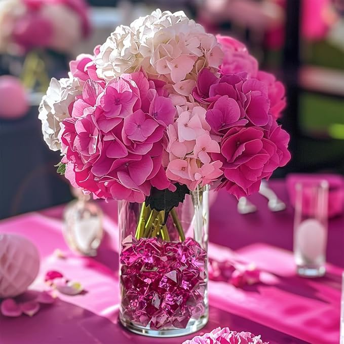 HappyFiller 15 OZ Burgundy Fake Ice Rocks Crystal Acrylic Gem Stone for Glass Vase Fillers,Candle Holder Decor, Wedding Centerpieces,Crafts,Dessert Table Decorative Scatter,Party,Home Accents