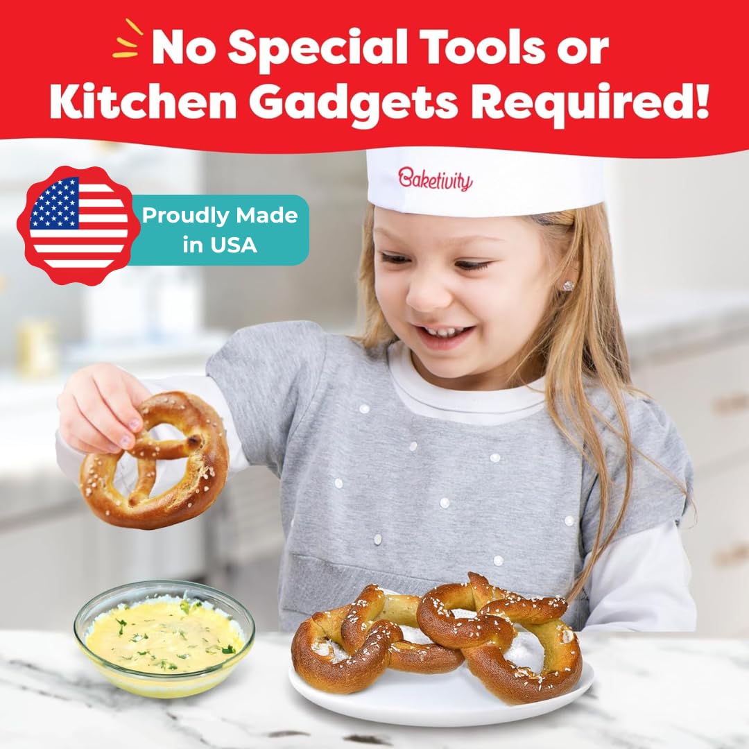Pretzel Making Kit - Real Cooking Set for Kids Ages 5-12+ with Recipe and Ingredients - Kids Baking Set for Girls & Boys - Great Gift for Family Bonding