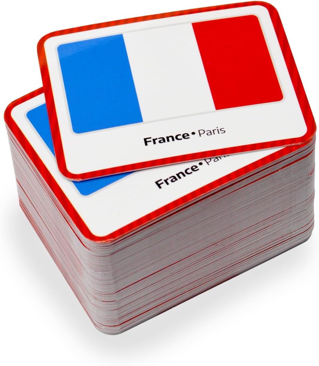 Menique Flags of Europe Memory Matching Game – 100 Cards (50 Pairs) with Flag, Country & Capital – Educational Geography Game for Kids and Adults