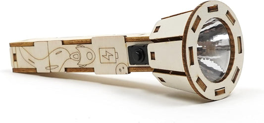 DIY Wooden Flashlight STEM Kit for Kids Aged 6-10 | Battery-Operated Educational Science Experiment Kit with Built-in Switch