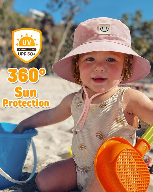 FURTALK Baby Sun Hat Smile Face Toddler Boys Girls Bucket Hat 0-5 Years Kids UPF 50+ Sun Protection Summer Hats