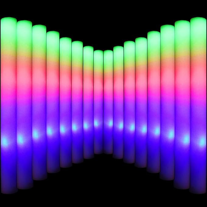 LifBetter Light Up Glow Sticks Bulk, LED Foam Sticks in The Dark with 3 Modes Flashing Led Foam Multicolor Batons Light up Party Favors for Birthdays, Weddings, Concerts, Festivals (30pcs)