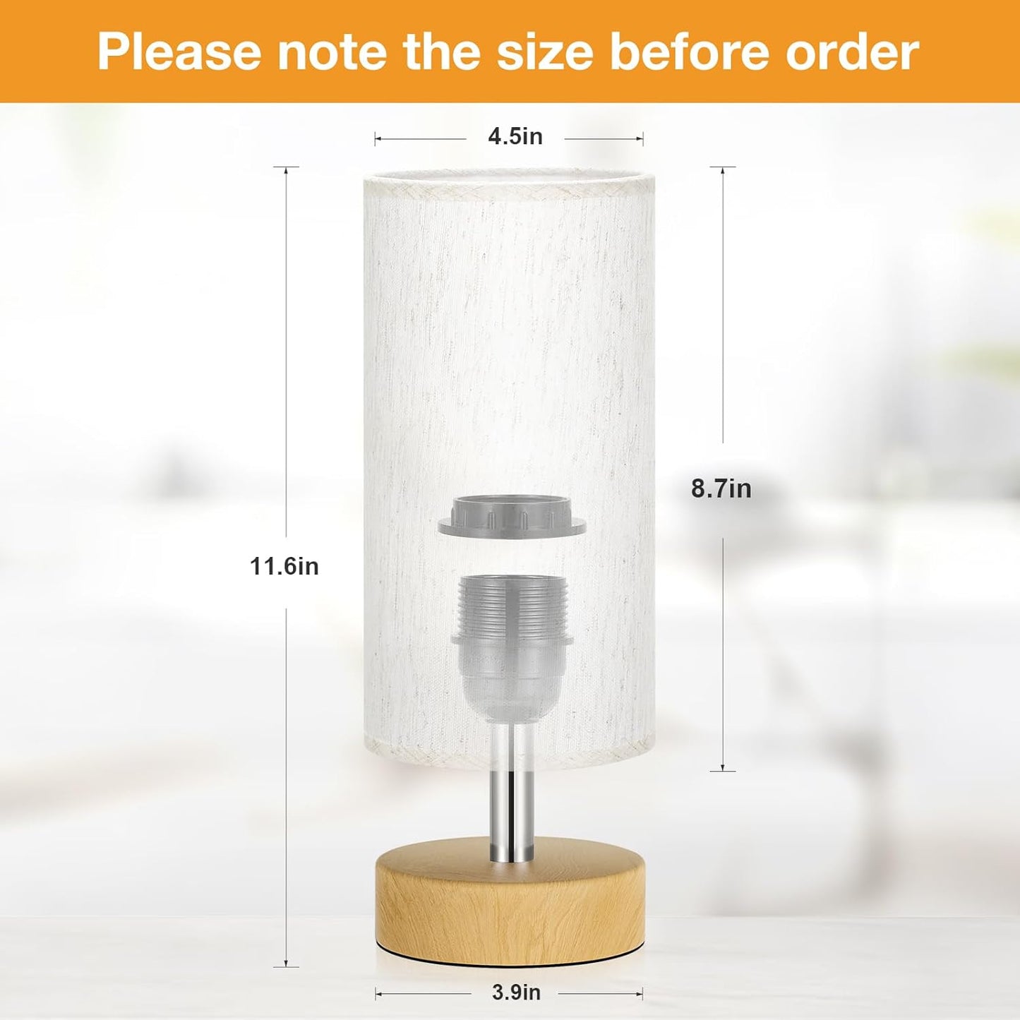 Small Table Lamp for Bedroom - Bedside & Desk Lamp, Minimalist Nightstand Light for Kids, Living & Office Room