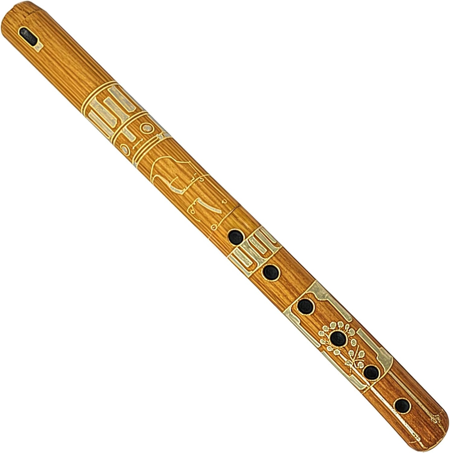 Mia Jewel Shop - Handmade Colored Bamboo Wooden Flute | Tribal Nature Pattern | Native Recorder for Beginners, Meditation & Music Lovers (Yellow)