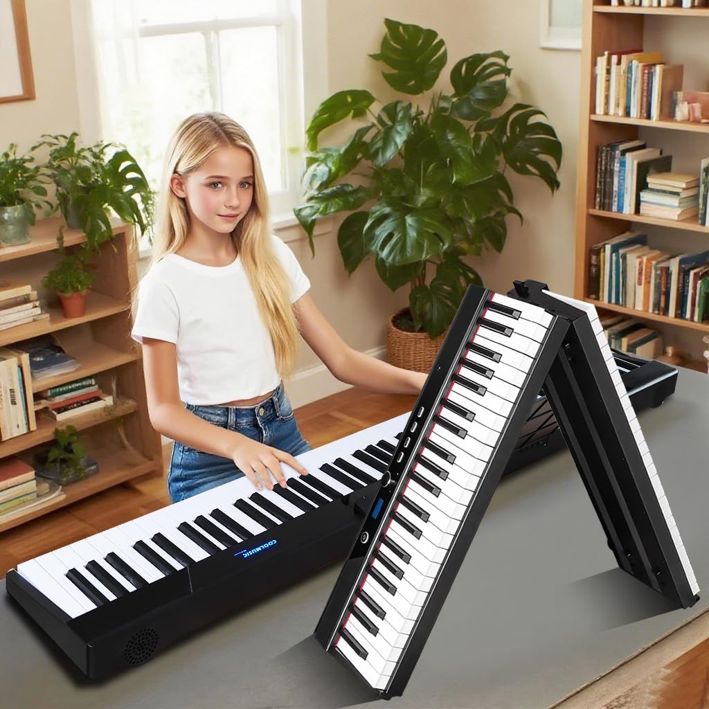 Coolmusic Portable Piano Keyboard Foldable: Portable Keyboard Piano 88 keys Semi-Weighted keyboard Electric Folding Piano Kit for Adult Kids