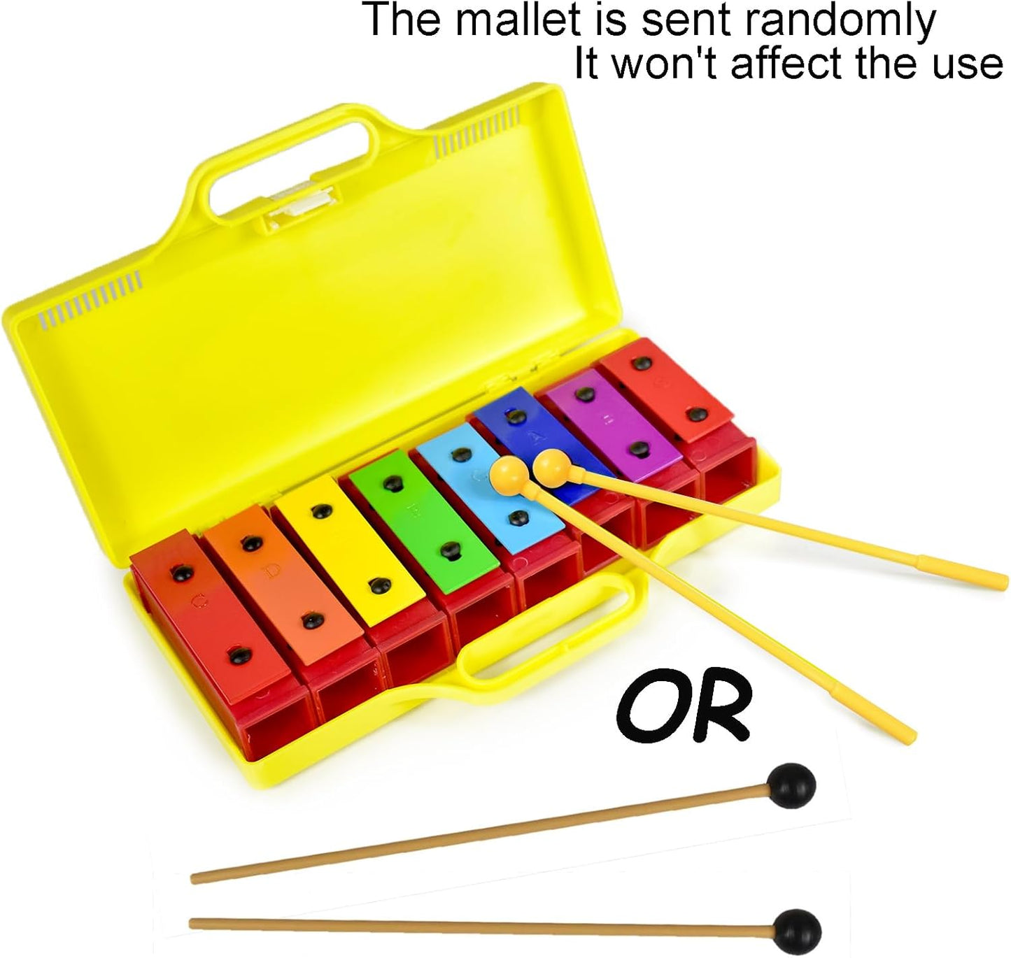 ENNBOM 8 Notes Chromatic Xylophone Glockenspiel Resonator Bells with Yellow Case