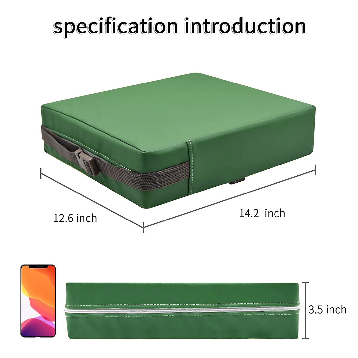 Toddler Booster Seat for Dining Table, PU Washable Double Safe Straps Non-Slip Bottom Booster Seat Dining Toddler, Portable Travel Increasing Cushion (Dark Green)