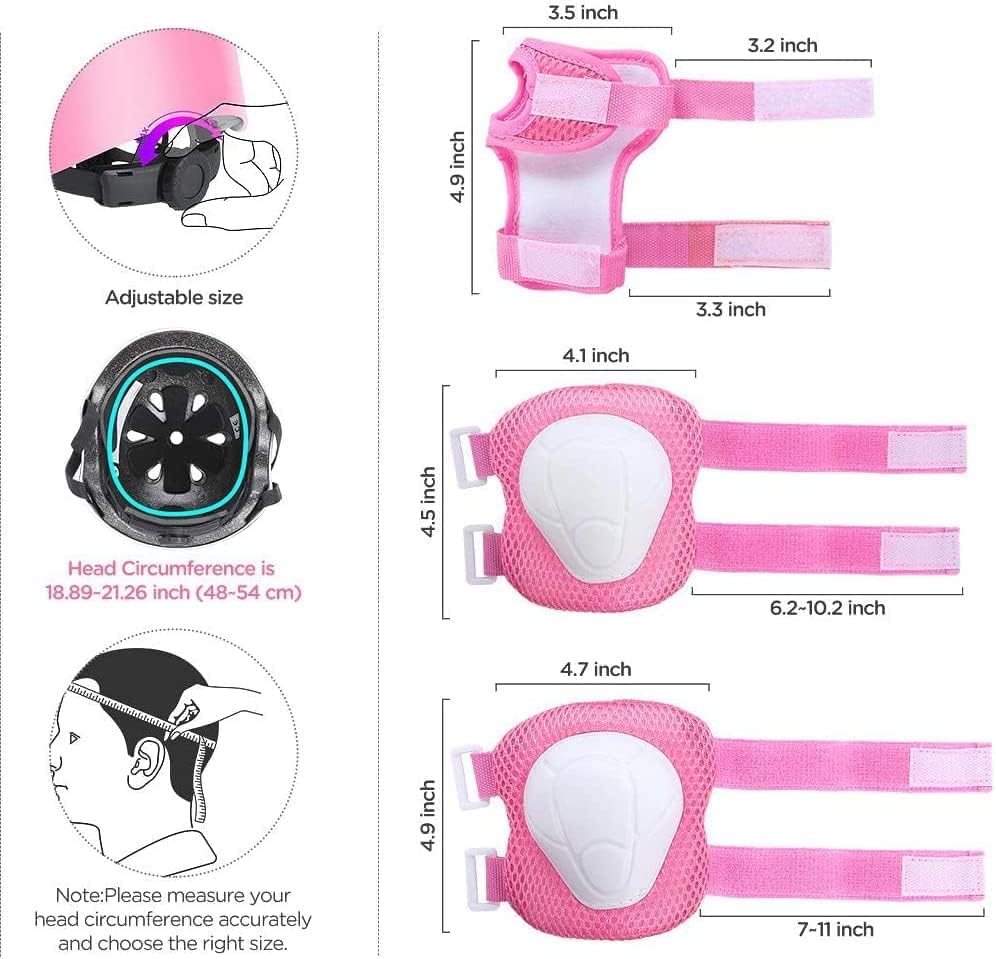 Adjustable Kids Helmet with Knee Pad, Elbow Pads & Wrist Guards - Toddler Bike Helmets for Ages 3-5, 5-8, 8-14 Years - Perfect for Skating, Biking, Cycling, and Skateboard - for Boys and Girls