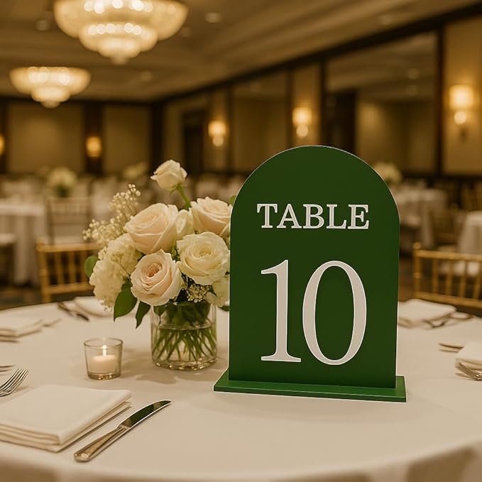 Arch Wedding Table Numbers 1-10 with Stands, 5" X 7" Double Sided Acrylic Wedding Sign Holders, Durable Non-Fading Table Number for Wedding Reception, Events, and Centerpieces