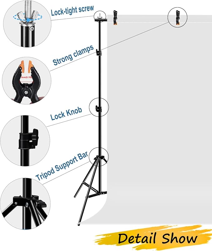 PULUZ Backdrop Support Stand Kit 10x6.6ft Adjustable Photography Studio Photo Background Support System with Carrying Bag for Green Screen Muslin