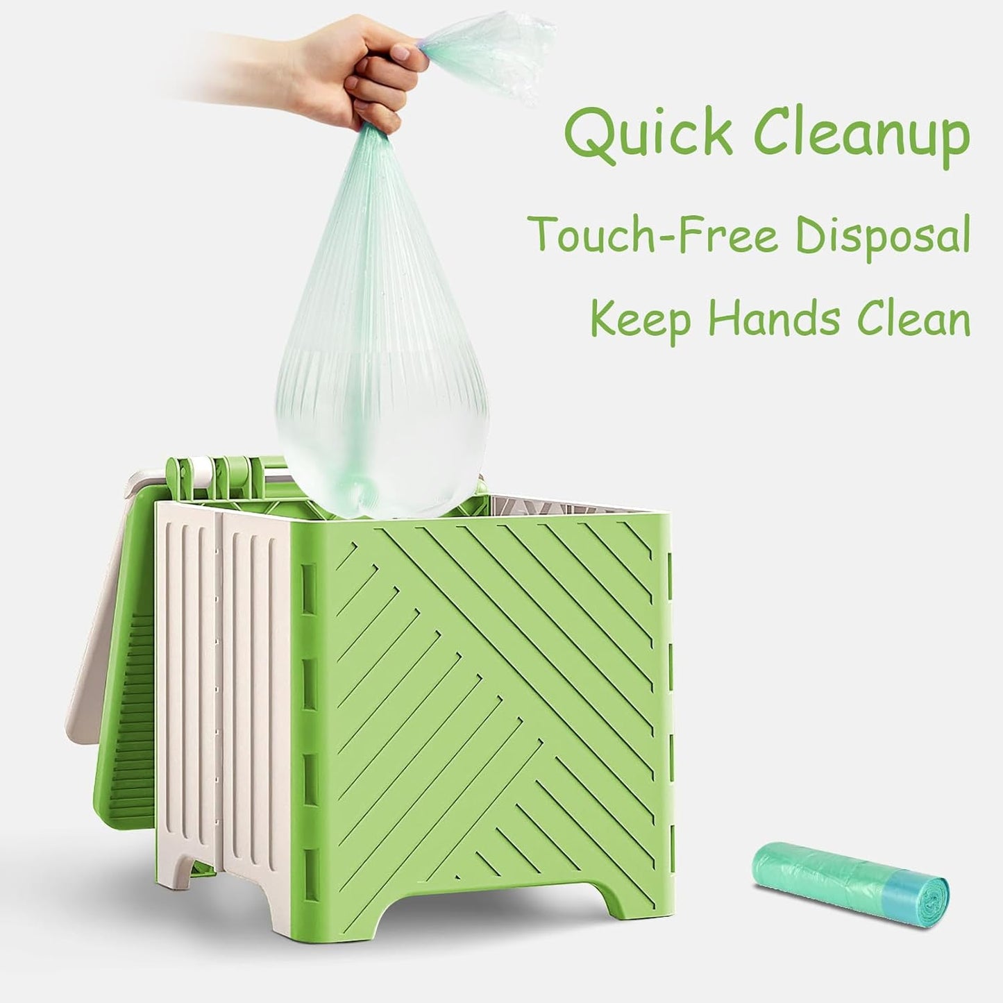 Portable Potty Seat for Toddler, Kids Travel Potty Foldable Compact Potty Training Toilet Seat with Cleaning Bags for Car, Camping, Travel, Outdoors (Green)