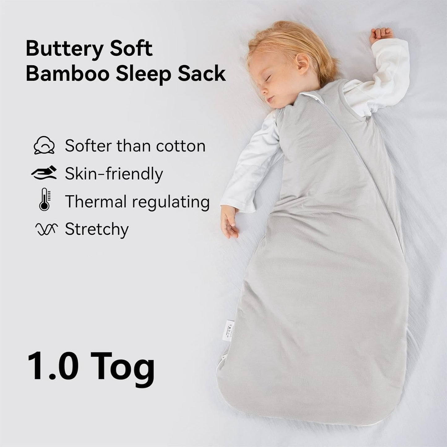 Rayon Made from Bamboo Sleep Sack 18-24 Months 1.0 Tog Ultra Soft Baby Wearable Blanket Toddler Sleeping Sack 2t for Babies Unisex Girl Boy 2-Way Zipper Baby Sleeping Bag Breathable Lightweight XL