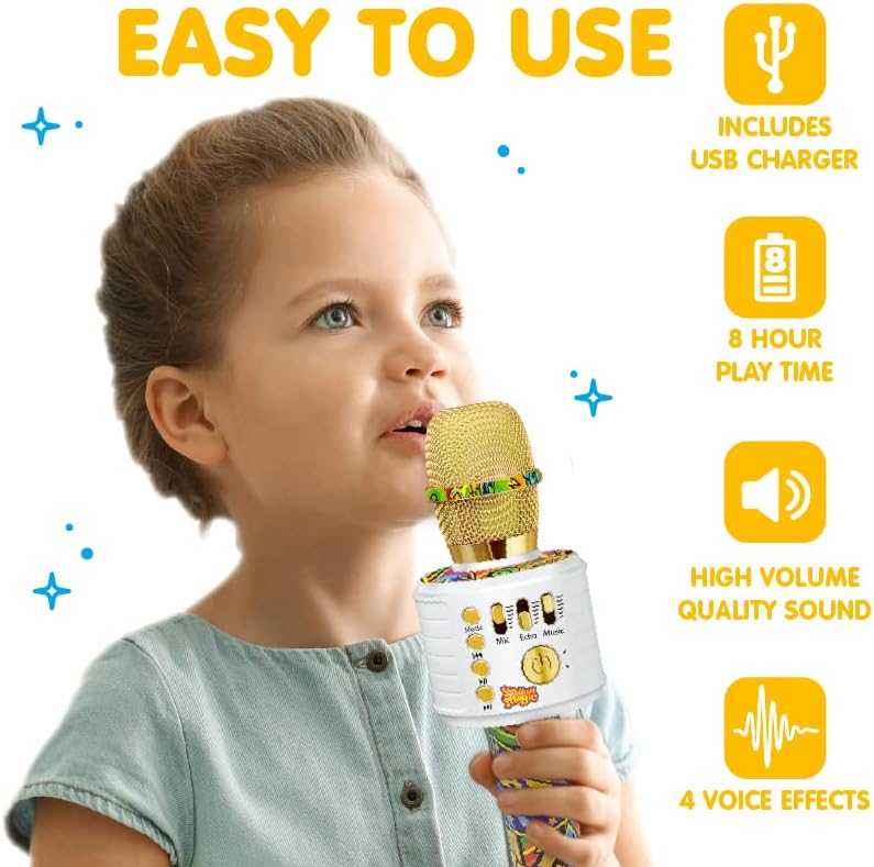 Move2Play, Kids Karaoke Microphone | Includes Bluetooth & Pre-Loaded Songs | Birthday Girls Present for All Ages, 2, 3, 4, 5+ Year Old Girls, Boys & Toddlers (Graffiti)