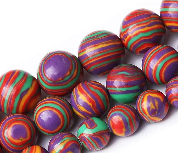 Painted Peacock Turquoise Stone Beads Gemstone Round Crystal Energy Jade Beads Stone Beads for Jewelry Making DIY Bracelet Necklace Jewelry Making 1 Strand 15.5inch 35PCS 10MM