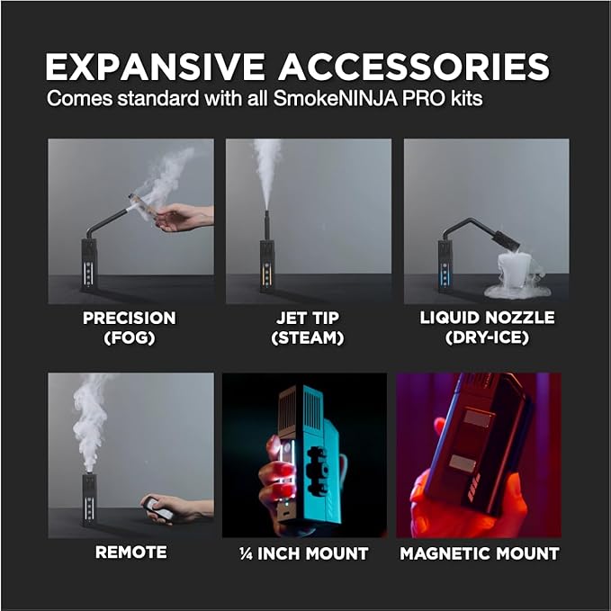 PMI SmokeNINJA PRO HAZER KIT - Portable Fog Machine with Bluetooth, 3rd Gen Haze Nozzle for Cinematic & Studio Use - Perfect for Cinematography, Photography, and Events (PRO HAZER KIT)