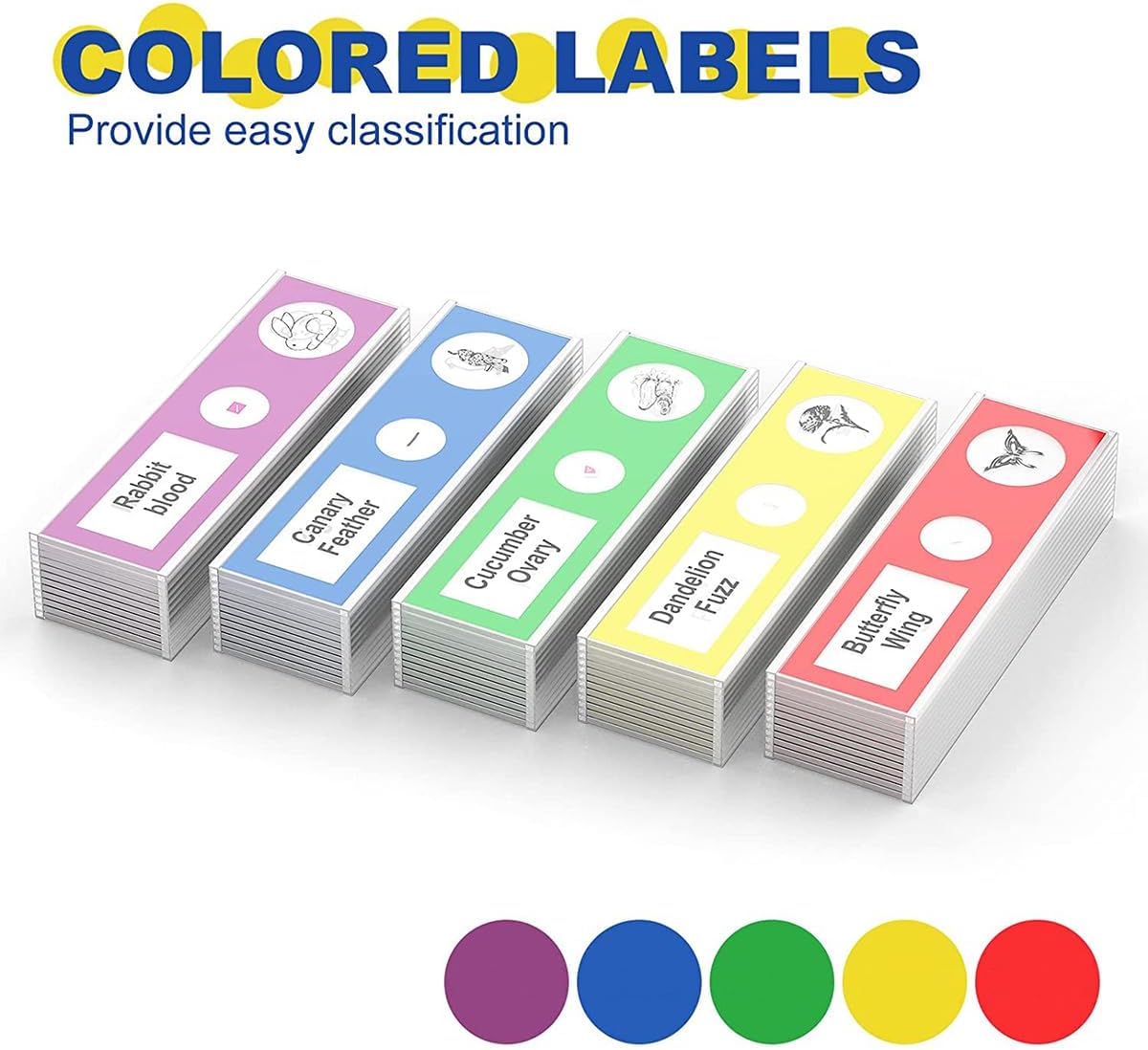 Plastic Prepared Microscope Slides for Kids, Cainda 60pcs Animals Insects Plants Flowers Biological Sample, Stereo Microscope Slide for Students Adult Biology Science Programs