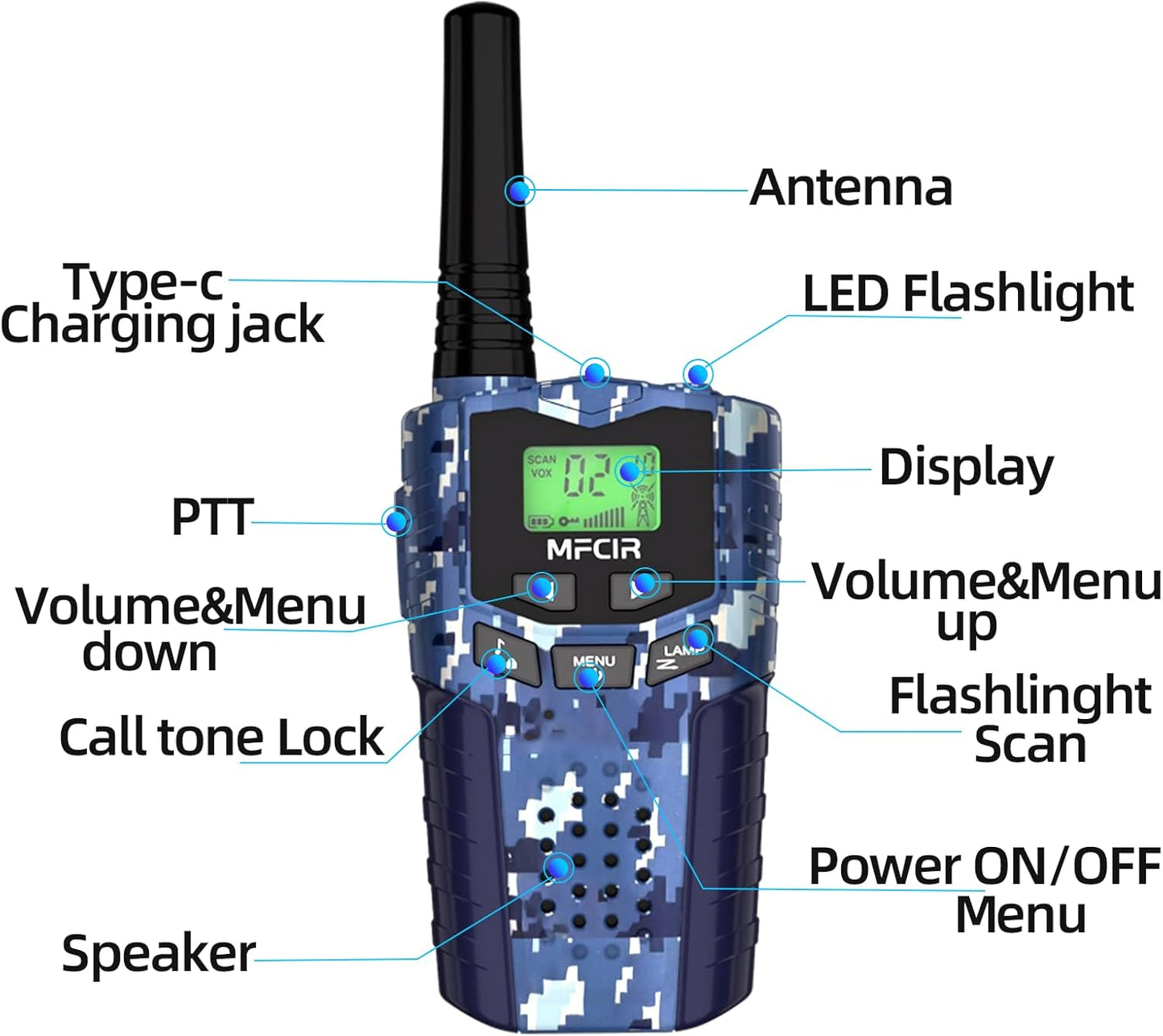 Rechargeable Kids Camouflage Walkie Talkies 3 Pack Long Range, 48H Work 7D Standby, LED Flashlight,Outdoor Camping Games Toys Gifts for 3-12 Year Old,Ideal Birthday for Boys & Girls