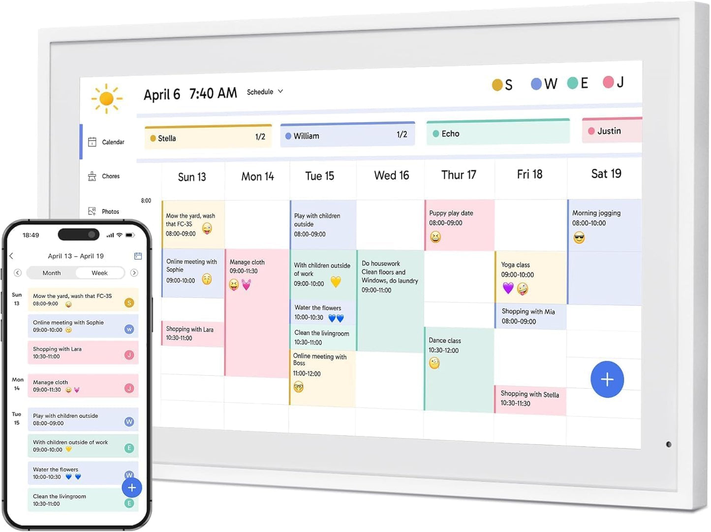 Dragon Touch 21.5" Digital Calendar Chore Chart – 1080P Full HD Interactive Touchscreen, Smart Family Planner, Hearth Display Digital Calendar Wall & Desk Mountable for Seamless Scheduling