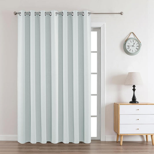 Joydeco White Curtains 108 Inches Long 1 Panel, Thermal Insulated Long Curtains& Drapes 1 Piece, Room Darkening Grommet Drapes for Living Room Bedroom Window (W70 x L108 Inch, Greyish White)