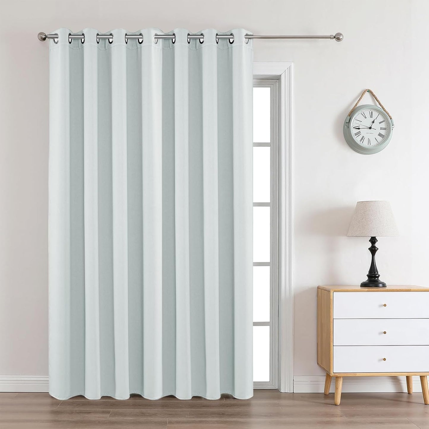 Joydeco Greyish White Custom Solid Single Blackout Curtain for Bedroom and Living Room, Grommet Thermal Insulated Room Darkening Curtain 1 Panel (Custom Size,Greyish White)