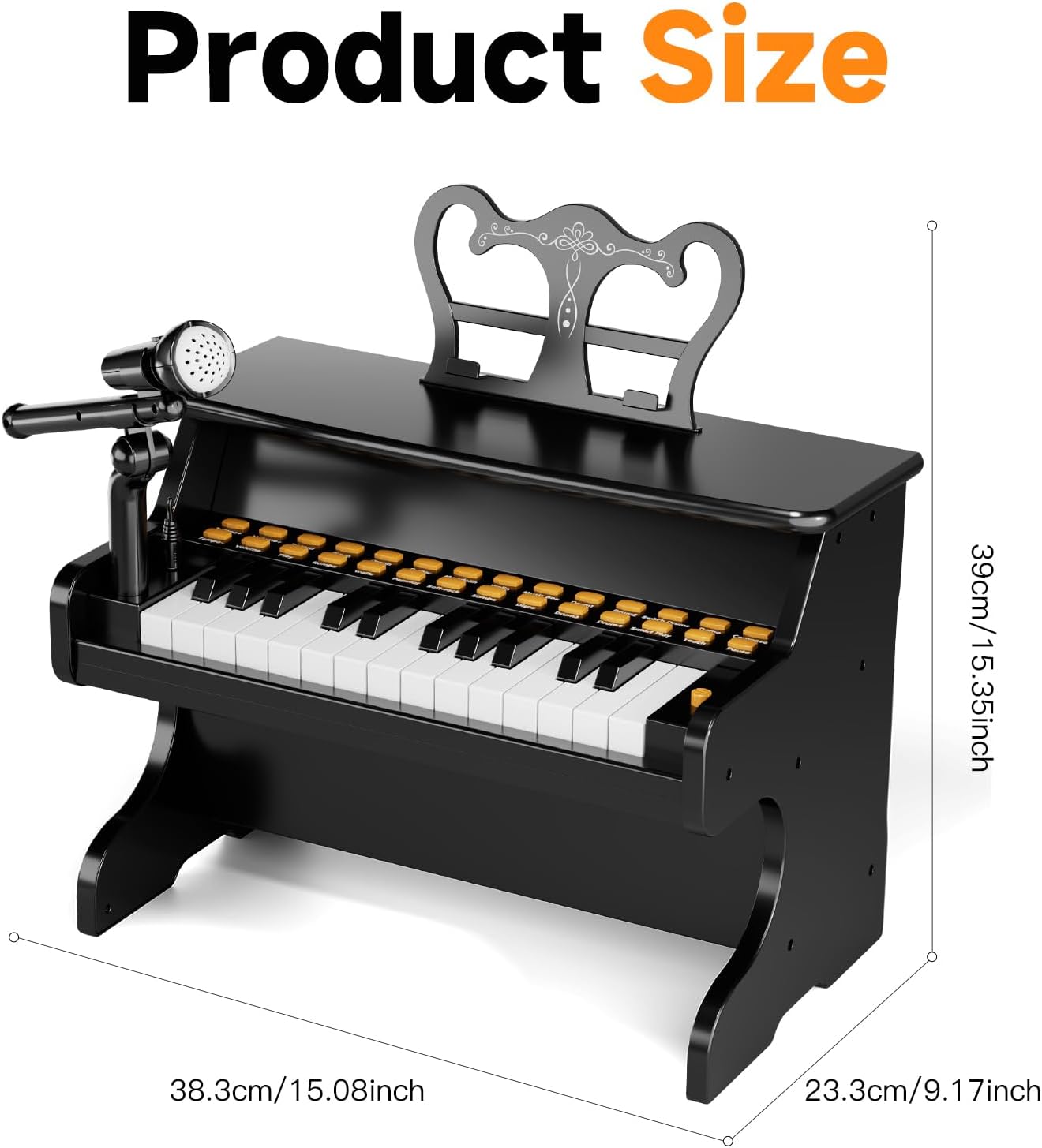 Upgraded Classical Piano for Kids - Black Professional Musical Keyboard Piano Instrument Toys for 3 5 7 9 Years Old Beginners Educational Instruments Birthday Gift