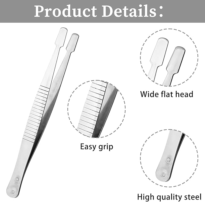 2 Pcs Stamp Collecting Supplies, Hot Stamp Tool Tweezers for Crafting, Stainless Steel Flat Wide Sticker Tweezers for Journaling Scrapbooking Stamping Supplies Model Building, Jewelry Craft