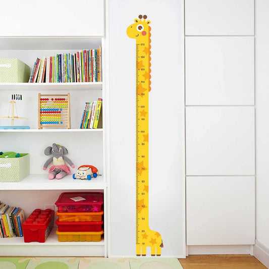 Giraffe Yellow Cute Vinyl Wall Decal Removable Growth Chart Sticker Hieght Measure Wallpaper for Kids Room Bedroom