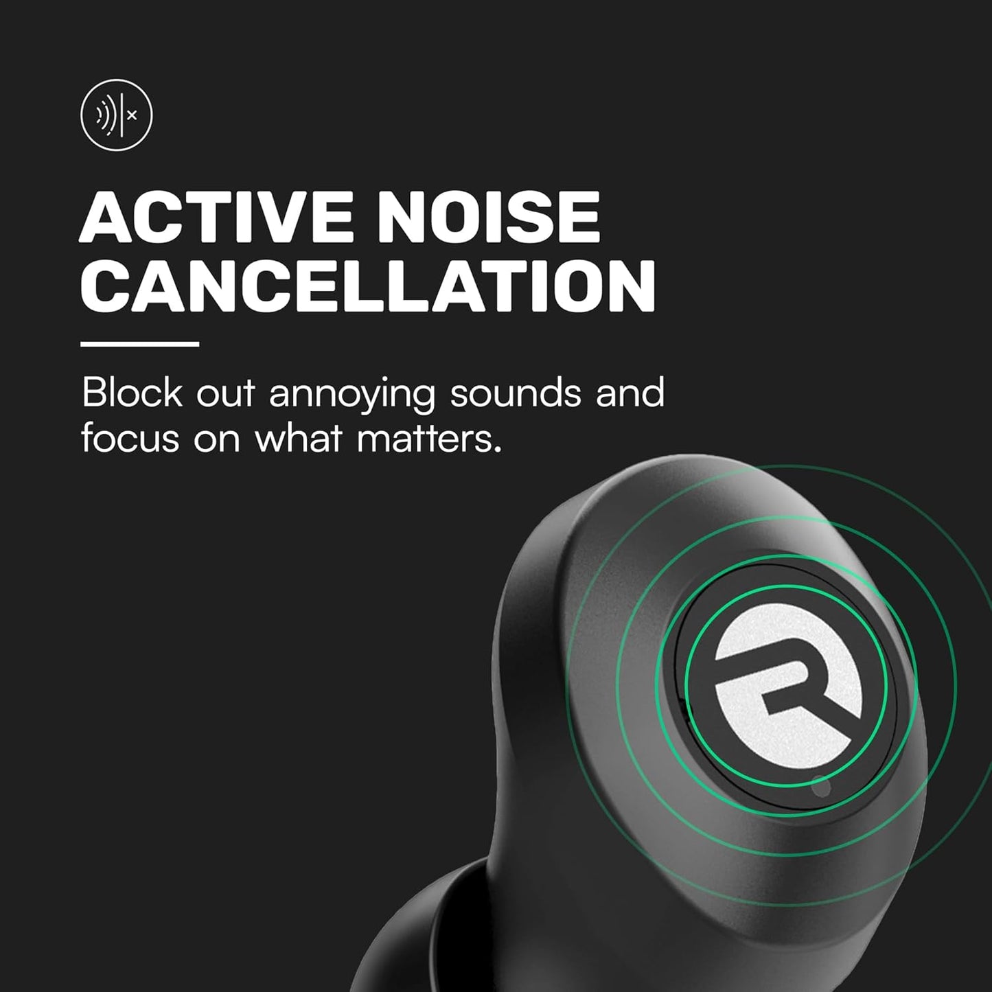 Raycon Everyday Earbuds Classic Bluetooth Wireless with Microphone - Stereo Sound, Active Noise Canceling, in-Ear Bluetooth Headset True Wireless Earbuds 32 Hours Playtime (Black)