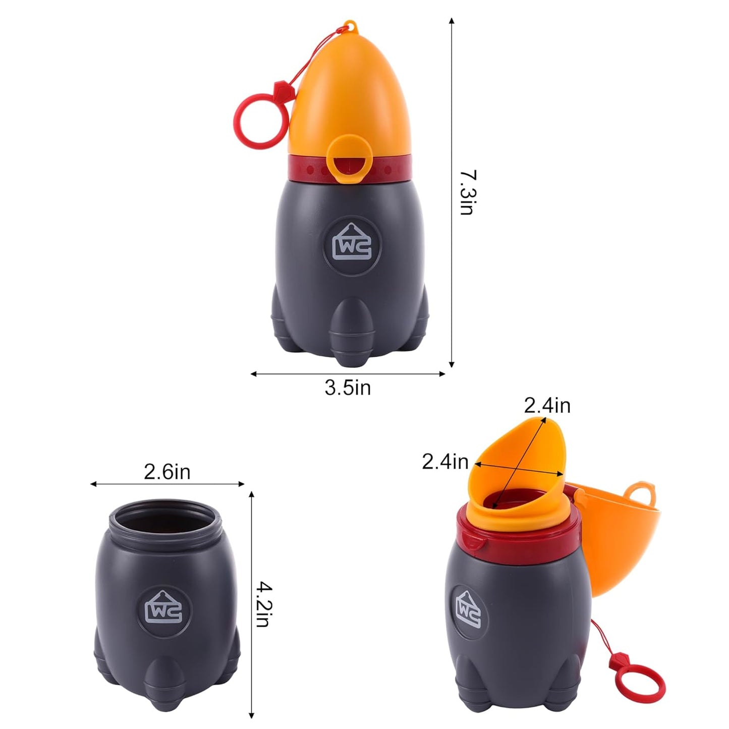 Travel Urinal for Kids,Rocket Toys Portable Emergency Urinal for Toddler,Light and Easy to Carry,Suitable for Car,Travel,Camping and Children's Urinal Potty Training(Vitality Orange)