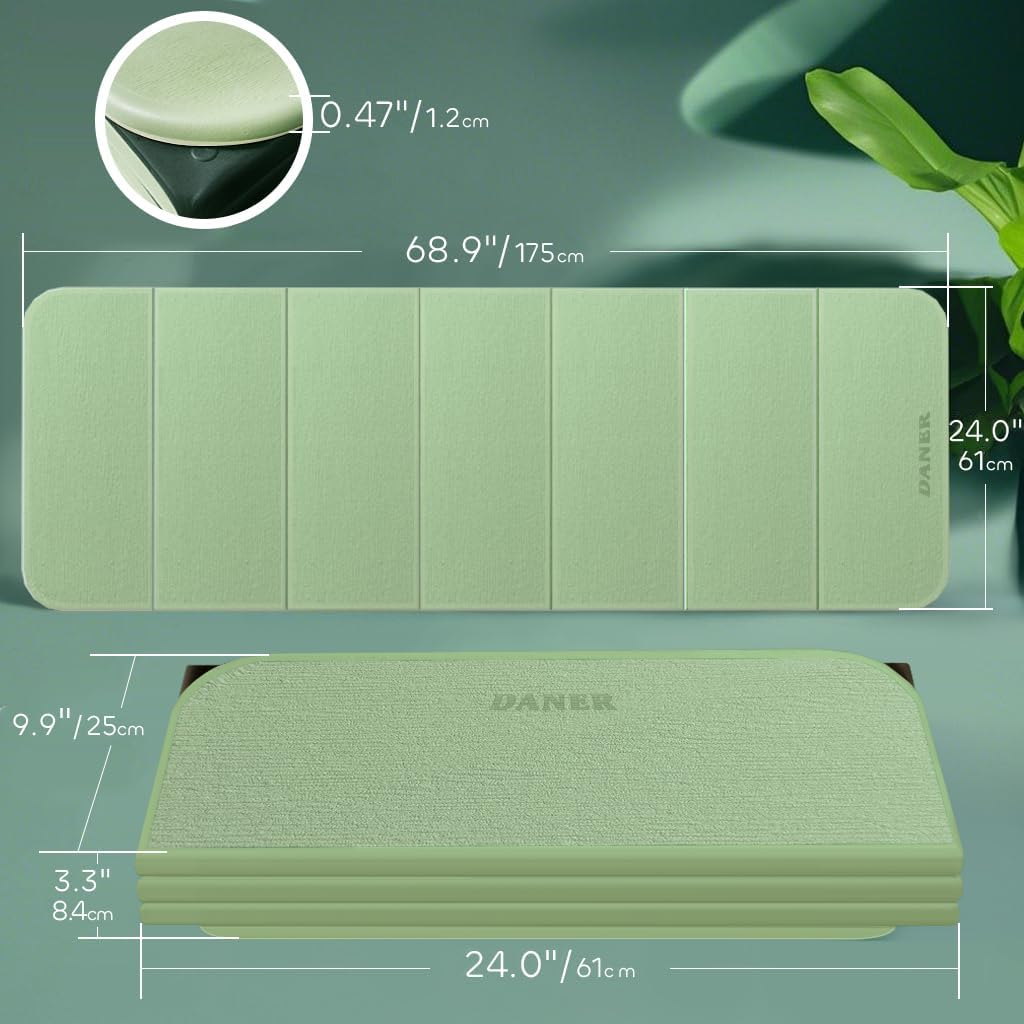 Foldable Yoga Mat 12mm Extra Thick Joint Protection,Portable Design for Travel/Pilates/Board/Camping,Environmental Sports Mat Non-Slip Gym Mat,Odorless POE Material