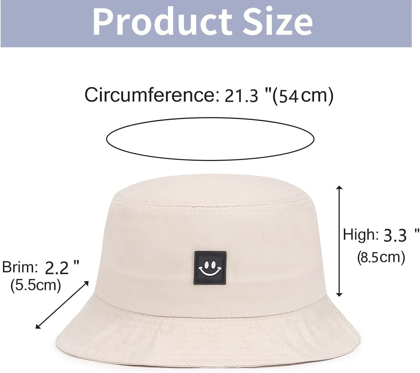 Kids Sun Hat Smile Face Bucket Hat for Girls Boys Summer Sun Protection Cotton Unisex Beach Cap