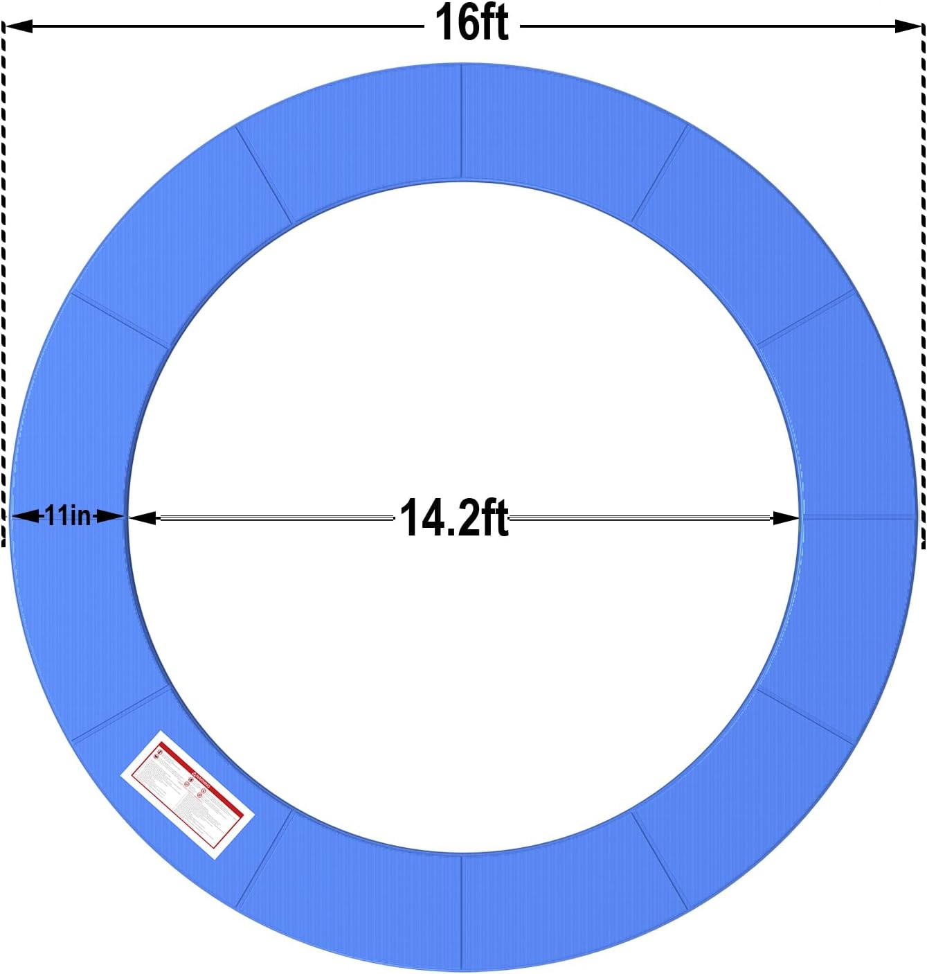 LANGXUN Universal Trampoline Repalcement Safety Pad, 8ft 10ft 12ft 14ft 15ft 16ft Waterproof Surround Spring Foam Cover for Round Frame