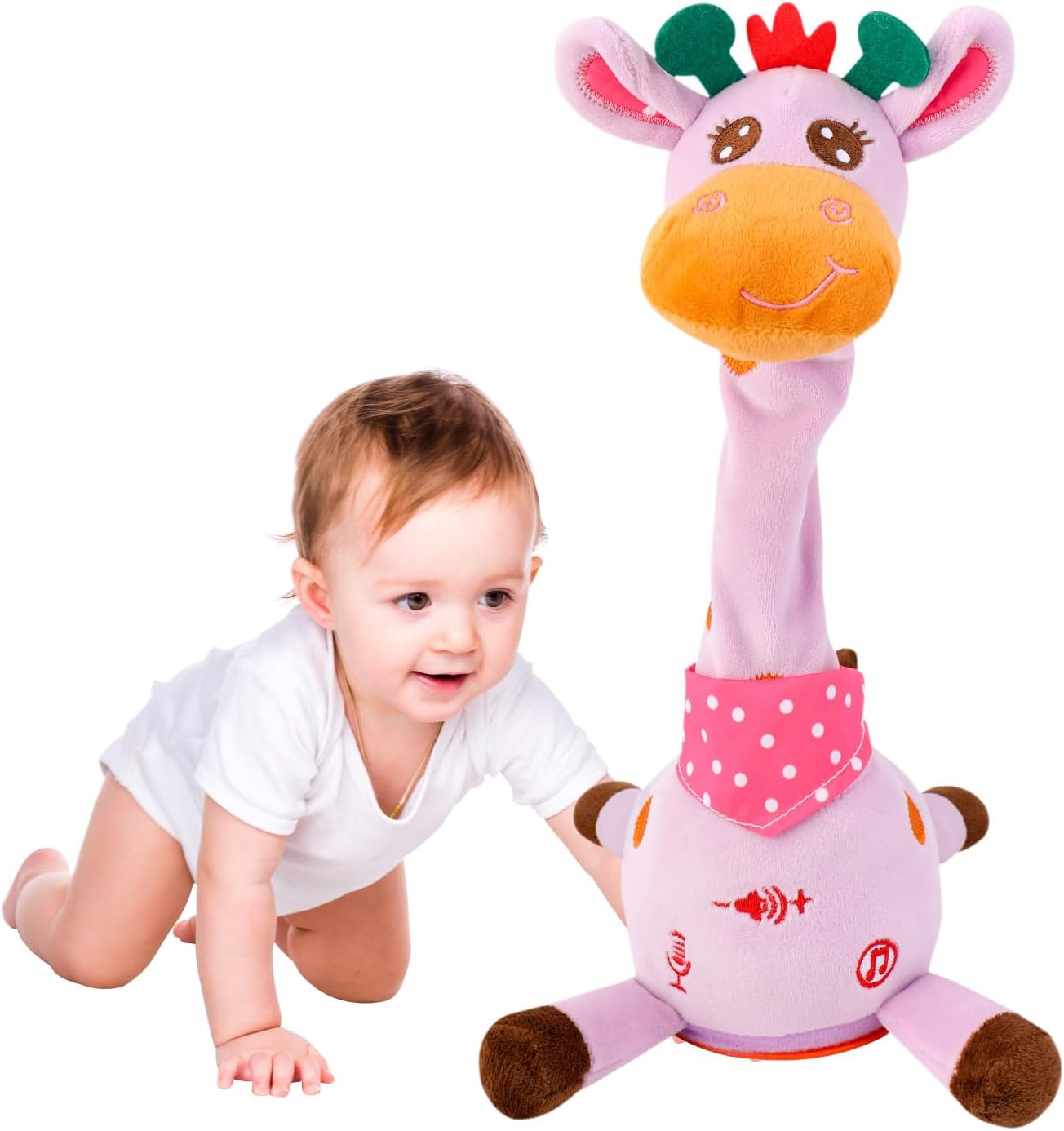 Dancing Giraffe Musical Toys Recording and Repeating Plush Baby Toys 6 to 12 Months Toys, Singing Talking Giraffe Baby Developmental Toy,Valentines Day Decor/Gift for Friend
