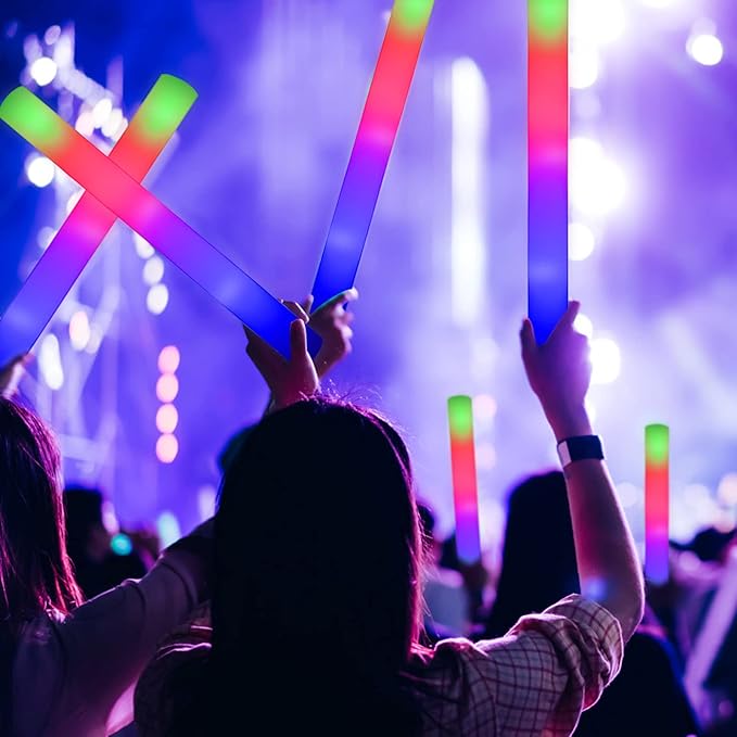 LifBetter Light Up Glow Sticks Bulk, LED Foam Sticks in The Dark with 3 Modes Flashing Led Foam Multicolor Batons Light up Party Favors for Birthdays, Weddings, Concerts, Festivals (45pcs)