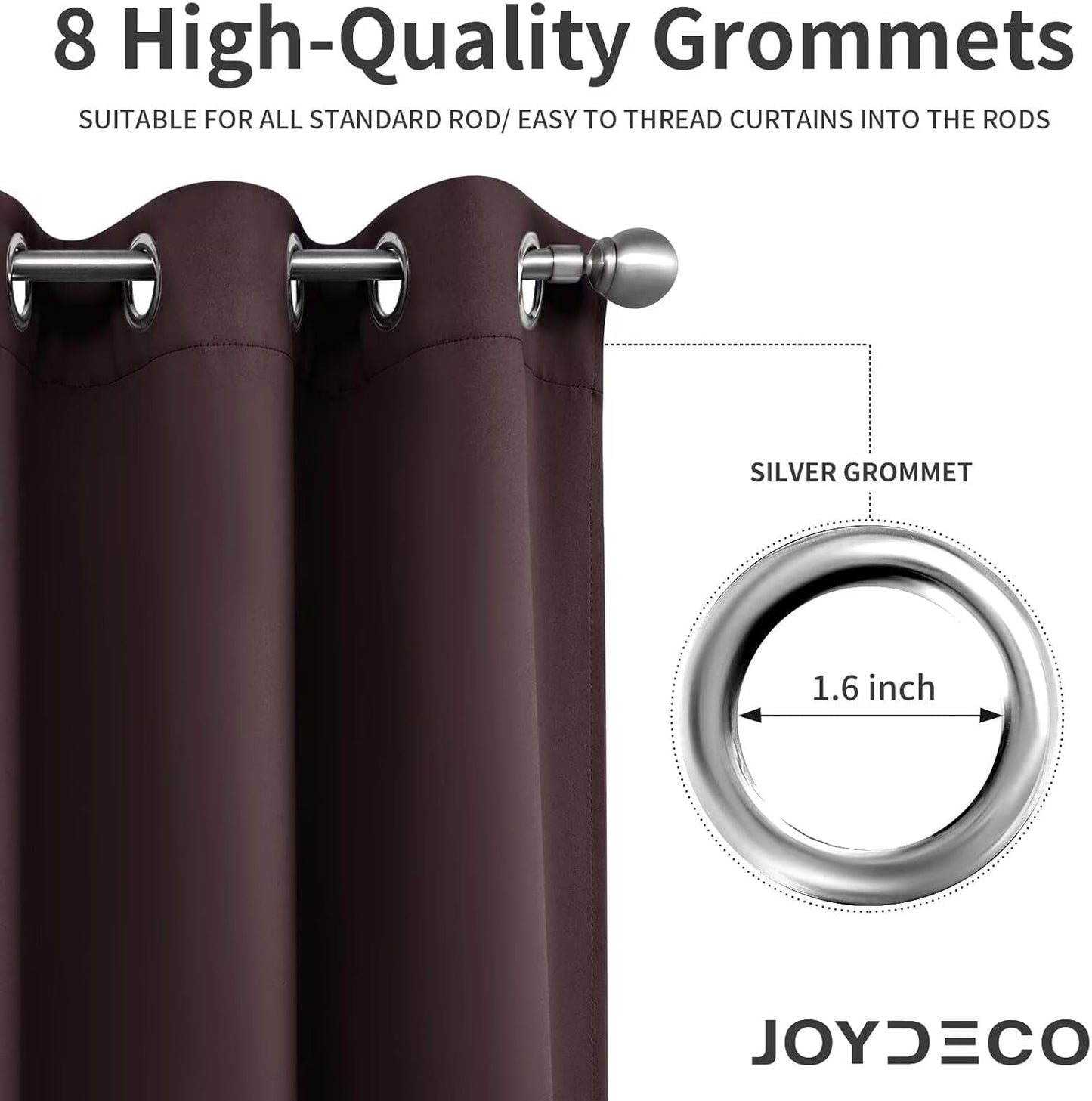 Joydeco Chocolate Custom Solid Single Blackout Curtain for Bedroom and Living Room, Grommet Thermal Insulated Room Darkening Curtain 1 Panel (Custom Size,Chocolate)
