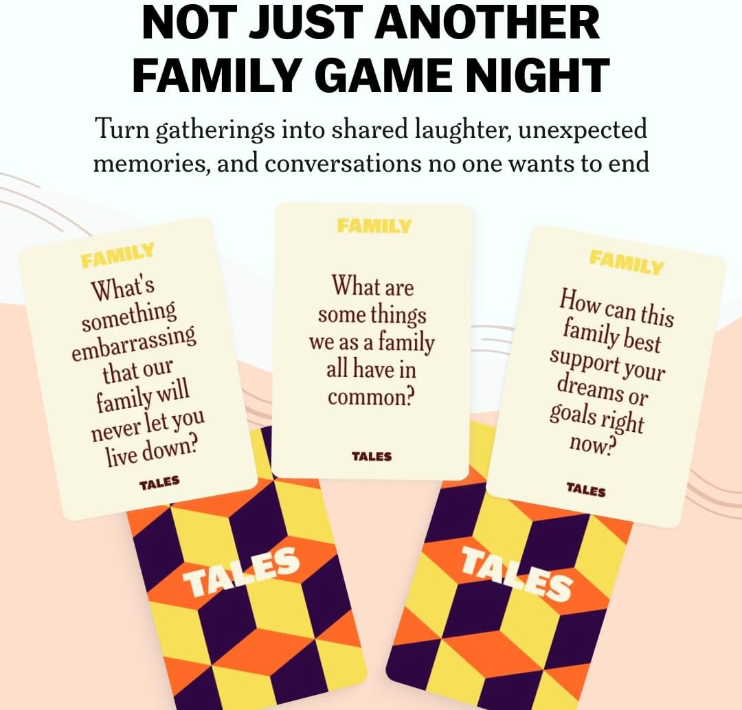 TALES 150 Conversation Cards, Family Edition, Perfect for Family Games for Adults, Teens, and Kids, Family Dinners, Game Nights, Gifts, Holidays, and Gatherings, Prompts for Meaningful Connections