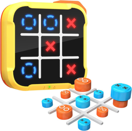 Tic Tac Toe Bolt Game 4-in-1 Handheld Portable Electronic Toy, Educational Board Games Puzzle for Kids and Adults, Perfect for Travel, Road Trips, and Birthday Gifts - Fun Memory Game