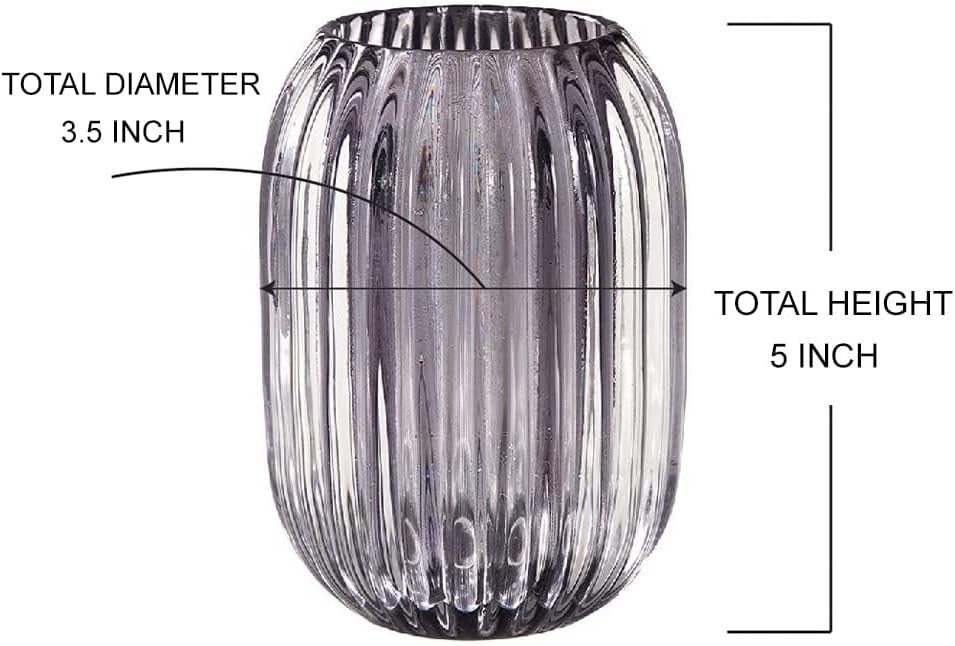 Serene Spaces Living Smoke Grey Optical Glass Votive Holder, Perfect for Weddings and Home Décor, Measures 5" Tall and 3.5" Diameter, Set of 12