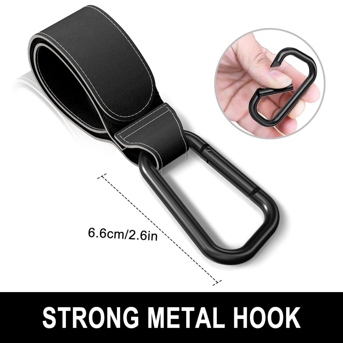 Baby Stroller Hooks for Hanging Bags, Universal Stroller Clips Accessories, Mommy Hook for Diaper Bag, Shopping Cart, Purse, Backpack - 2 Pack, Black