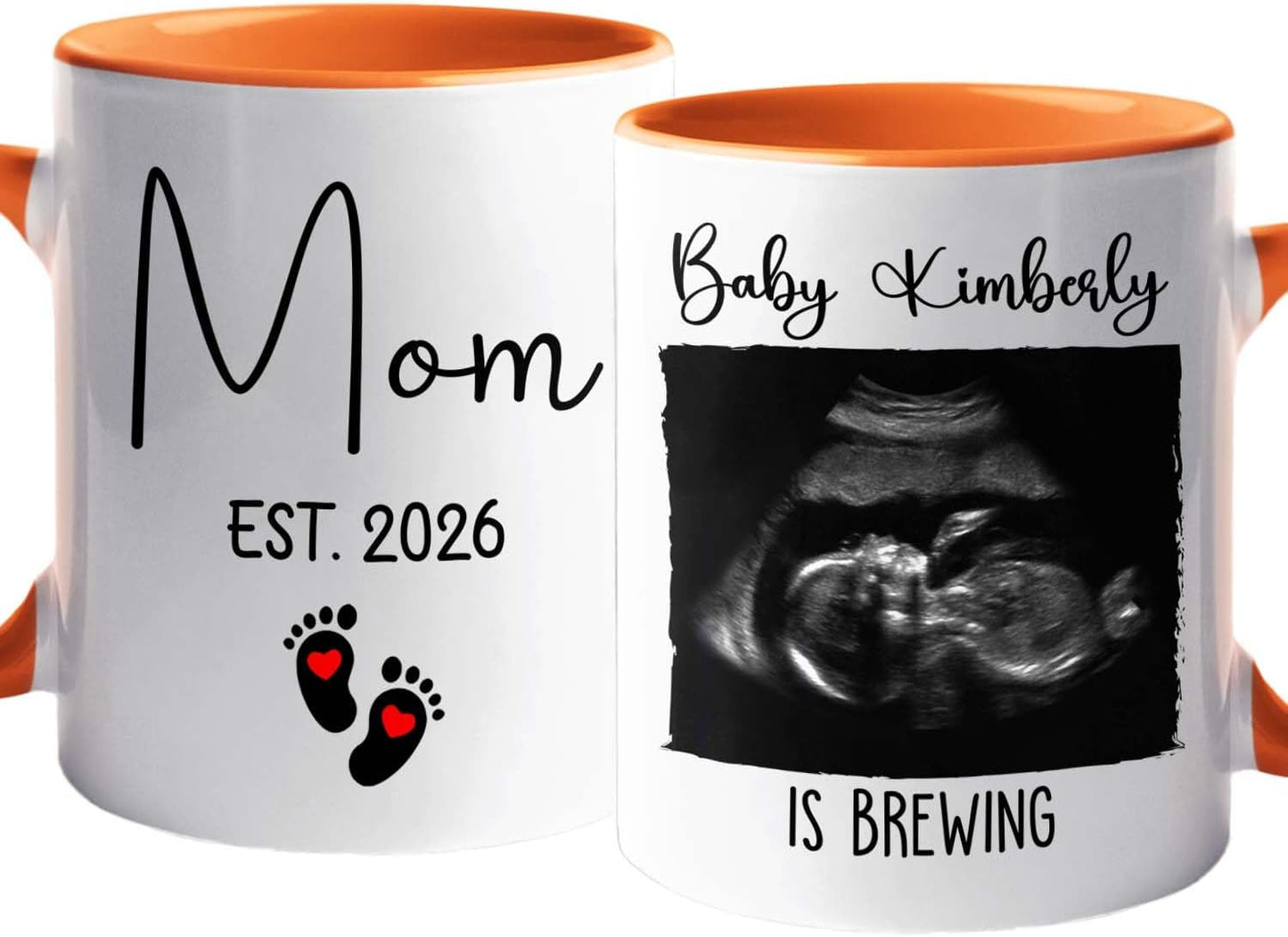 Personalized Promoted To Mommy EST. 2026 Accent Coffee Mug, Pregnancy Announcement White Ceramic Cup Gift For New Mom, Custom Name & Picture Ultrasound Baby Coffee Cup 11 15 Oz, Future Mommy Teacup