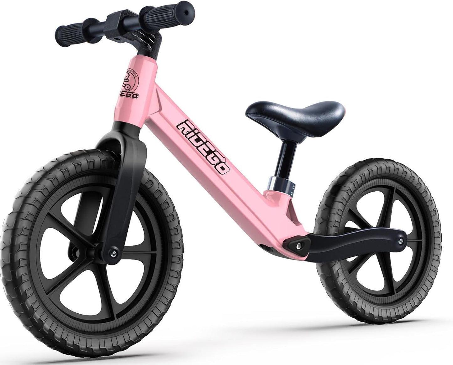 Ridego 12 or 14 Inch Balance Bike for Kids 2-6 Year Old,Lightweight Kids Bike with Adjustable Seat, Push Bicycle with Air Rubber Tires，Ride-on Toys Birthday Gift