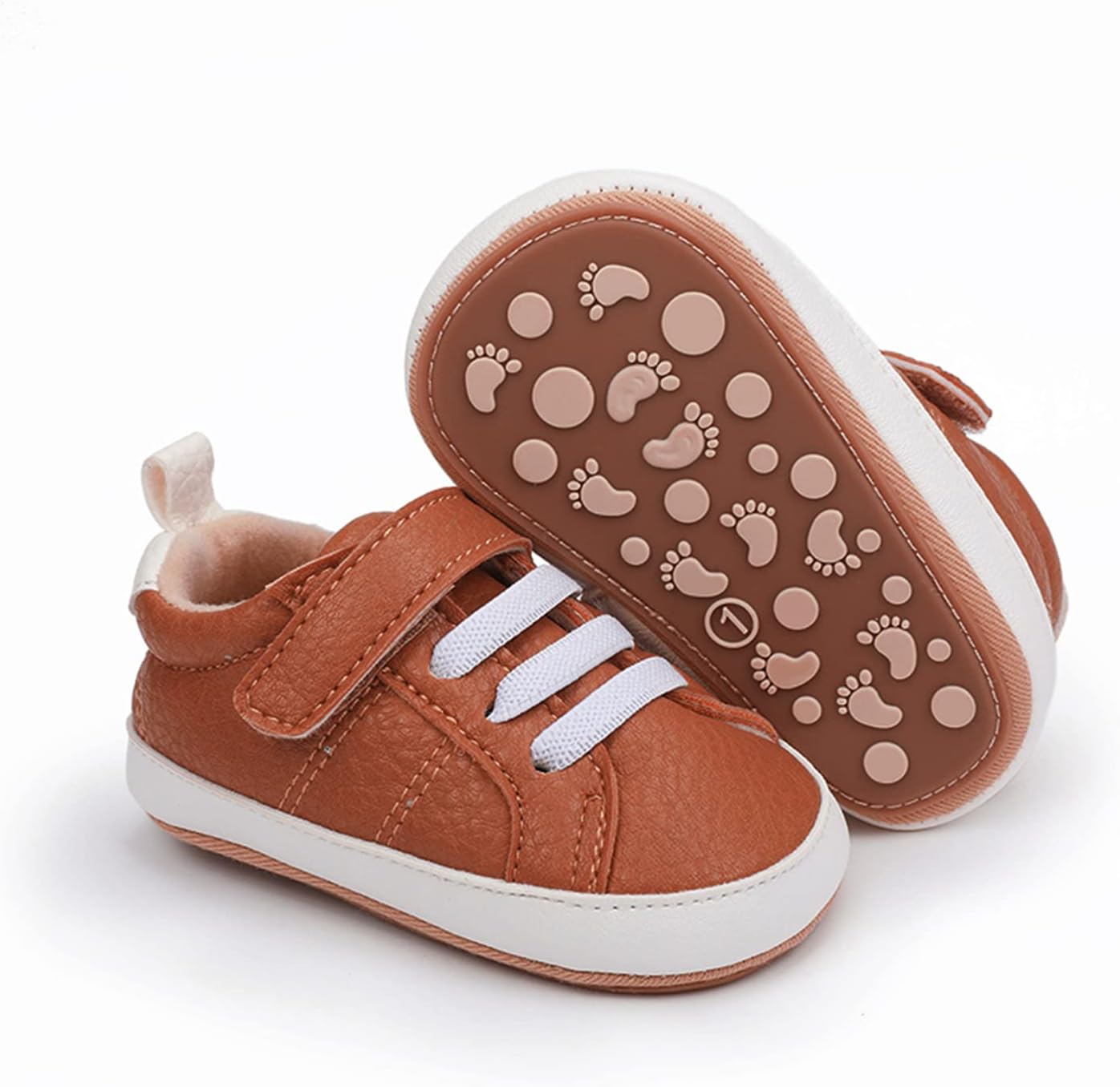 SOFMUO Baby Boys Girls High Top Ankle PU Leather Sneakers Soft Rubber Sole Infant Moccasins Newborn Oxford Loafers Anti-Slip Toddler Wedding Uniform Dress Shoes