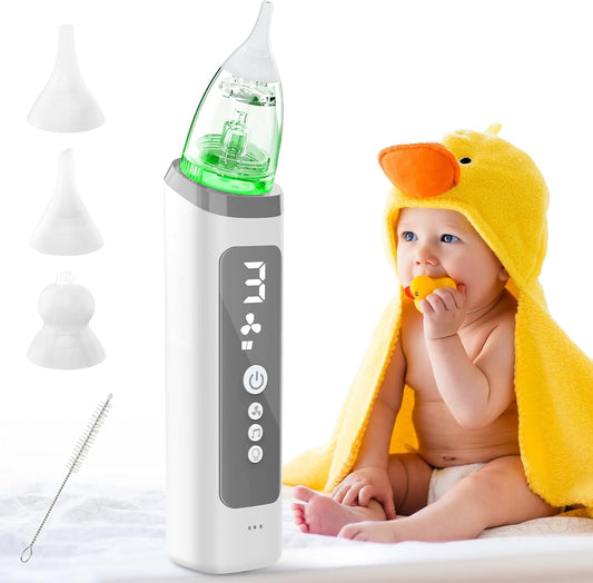 Nasal Aspirator for Baby - Baby Nose Sucker with 3 Suction Levels, Baby Nasal Aspirator, Electric Nose Suction for Baby with 3 Silicone Tips Music and Light, Rechargeable Snot Nose Sucker for Babies