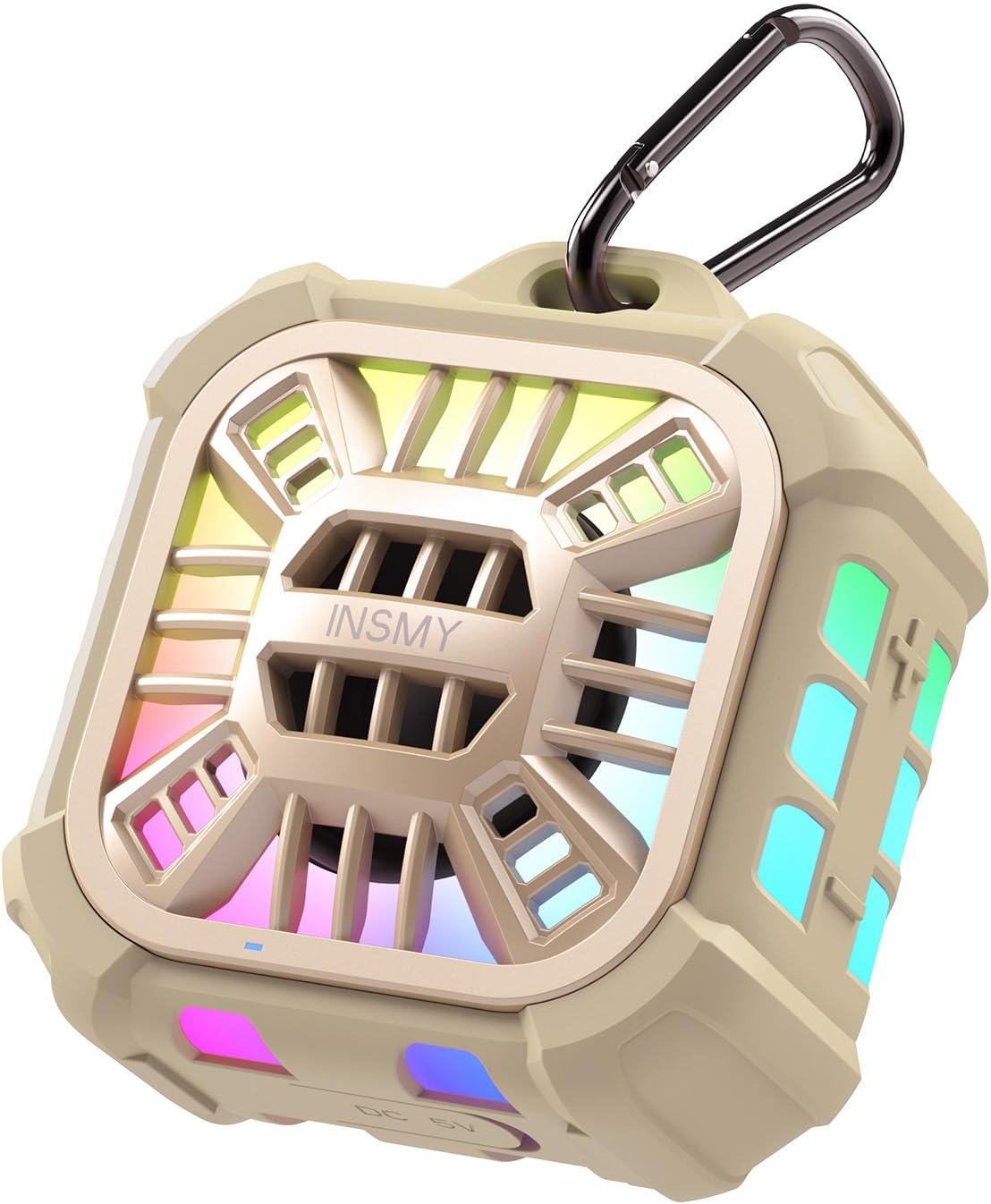 INSMY Shower Bluetooth Speaker, IP67 Waterproof Portable Small Multi Sync 100+ Speakers, Big Volume Booming Bass, 24H Playtime/Floatable/RGB Lights for Outdoor/Kayak/Beach/Golf (Khaki)