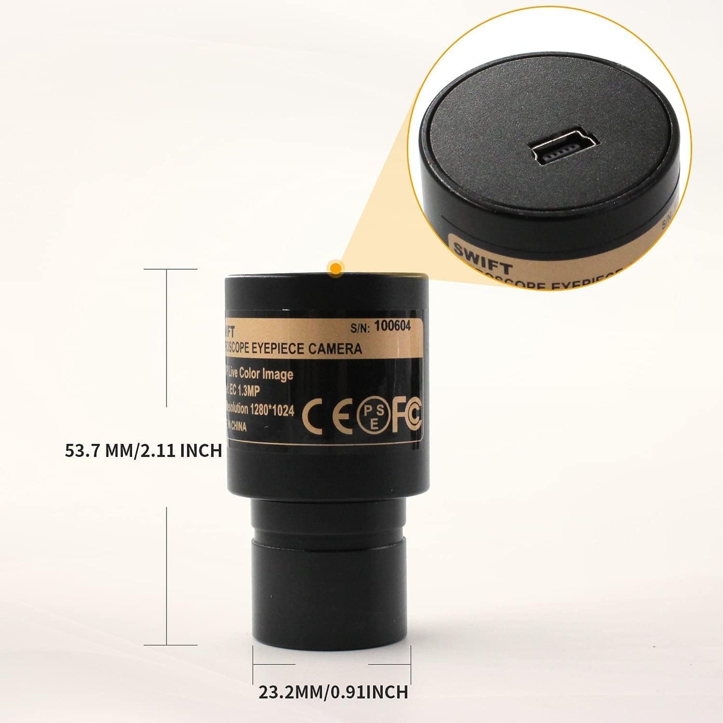 Swift SW380B Binocular Compound Microscope with 1.3MP Camera and 5 Prepared Slides+5 Blank Slides, 40X-2500X,Mechanical Stage